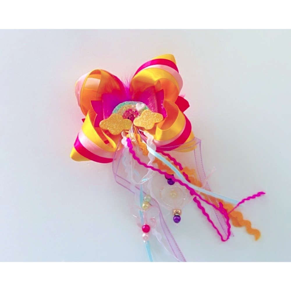 Accessories Girls Hair Bow Clips Rainbow Colorful Ribbons - Picture 3 of 9