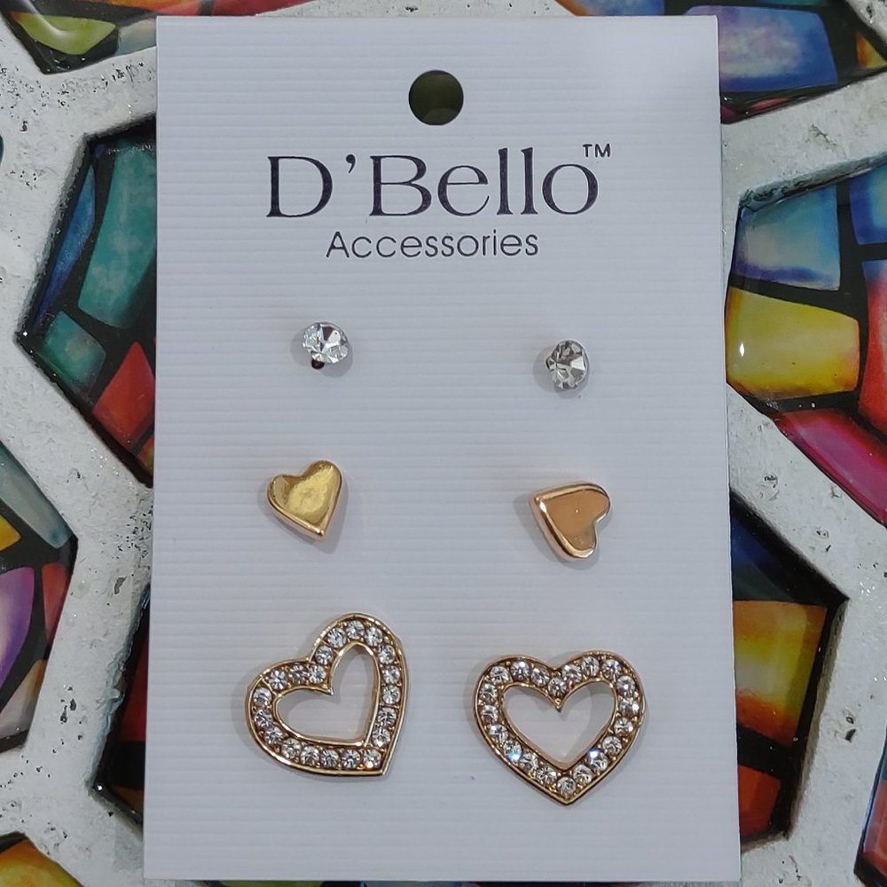 D'Bello Gold Earrings (Set of 3)