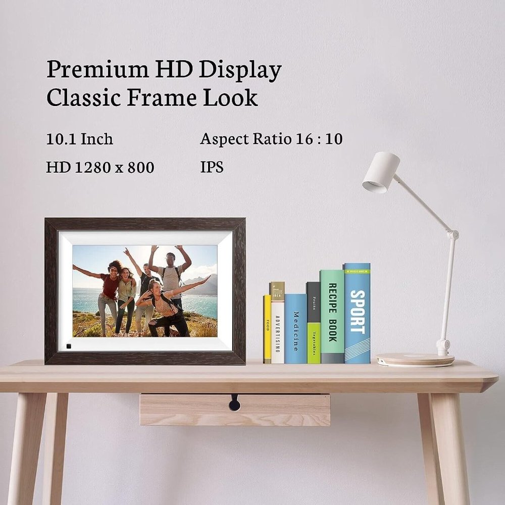 Smart Wi-Fi HD Picture Frame 10.1 Inch with Wood Effect Electronic Digital Photo - Picture 4 of 8