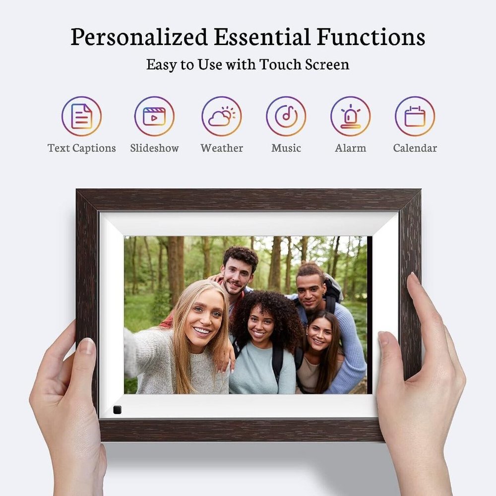 Smart Wi-Fi HD Picture Frame 10.1 Inch with Wood Effect Electronic Digital Photo - Picture 2 of 8