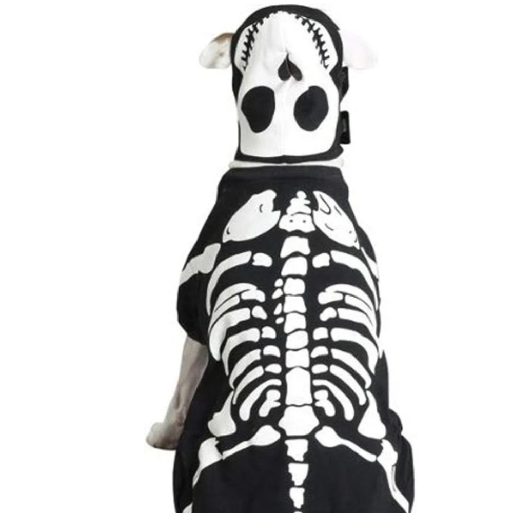 Large Dog Costume skeleton bones with hat, 2 piece set - Picture 8 of 8