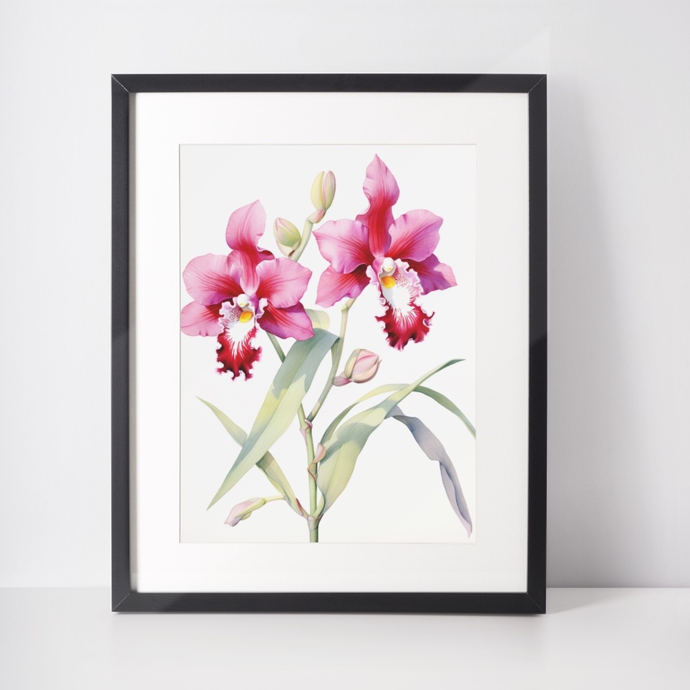 Watercolor Orchids Wall Art Illustration Print Poster Unframed - Picture 3 of 6