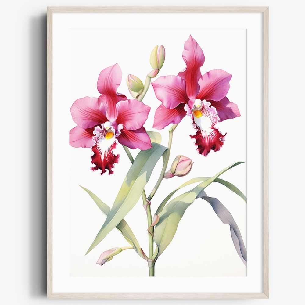 Watercolor Orchids Wall Art Illustration Print Poster Unframed