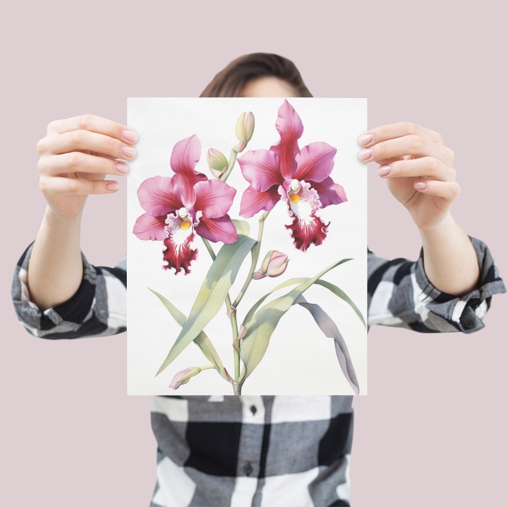 Watercolor Orchids Wall Art Illustration Print Poster Unframed - Picture 4 of 6