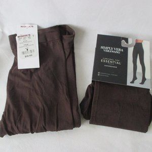 NWT - 2 Pairs Simply Vera Wang Control Top Tights - Brown - sz 1 - MSRP $36.00