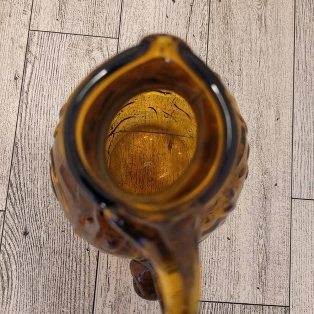 Vintage Amber Glass Small Pitcher/Creamer Looped Tail Handle - Picture 5 of 7