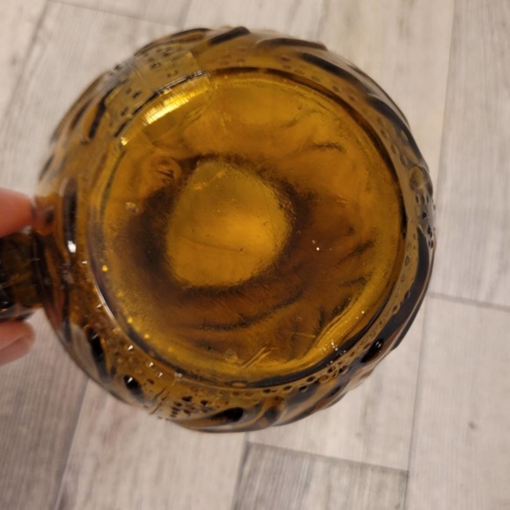 Vintage Amber Glass Small Pitcher/Creamer Looped Tail Handle - Picture 6 of 7