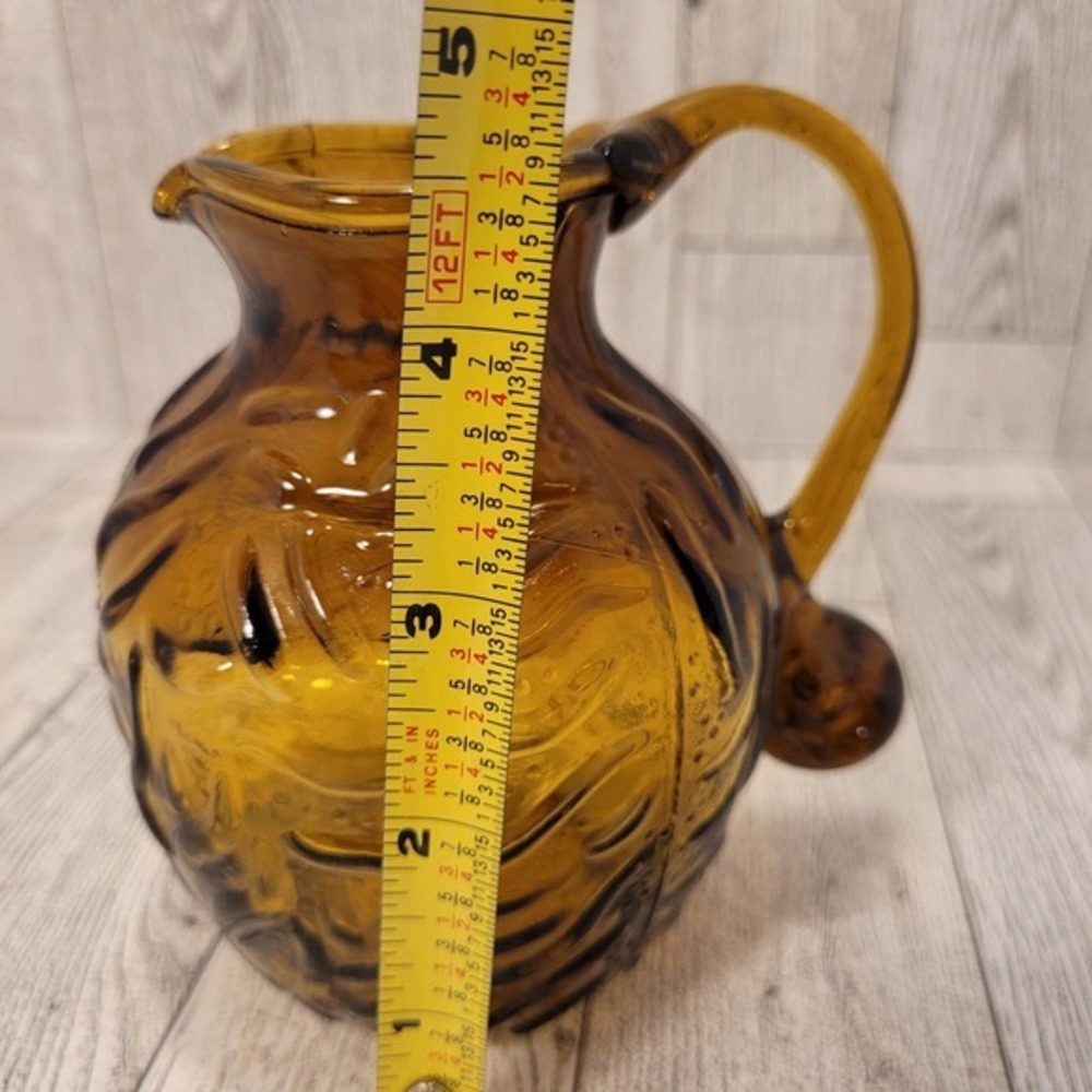 Vintage Amber Glass Small Pitcher/Creamer Looped Tail Handle - Picture 7 of 7