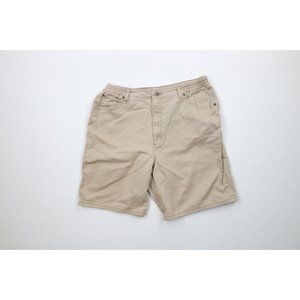 Vintage LL Bean Mens 34 Faded Above Knee Denim Jean Shorts Jorts Beige Cotton
