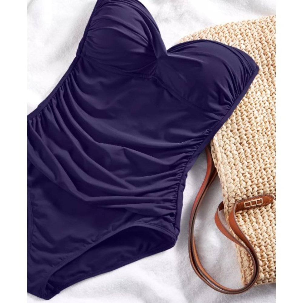 ANNE COLE Front-shirred Bandeau One-piece Swimsuit NEW WITH TAGS! - Picture 5 of 15