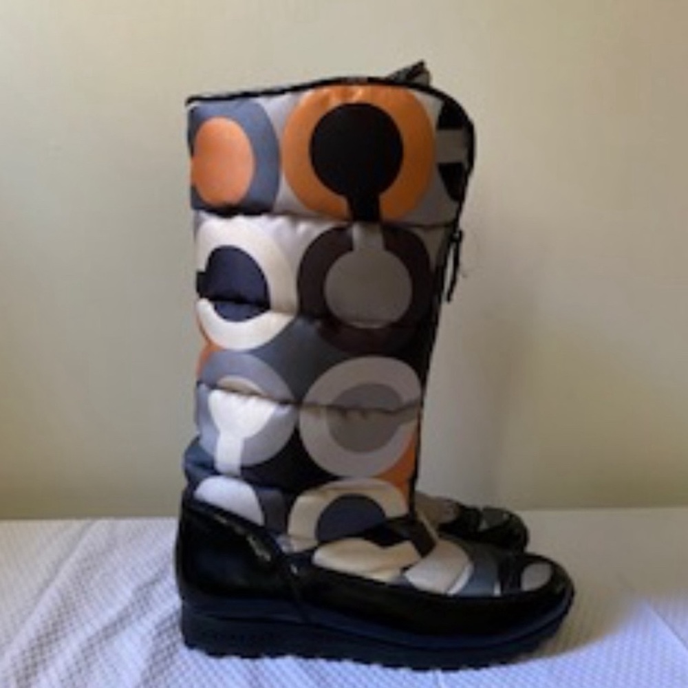 Coach multi color rain boots.