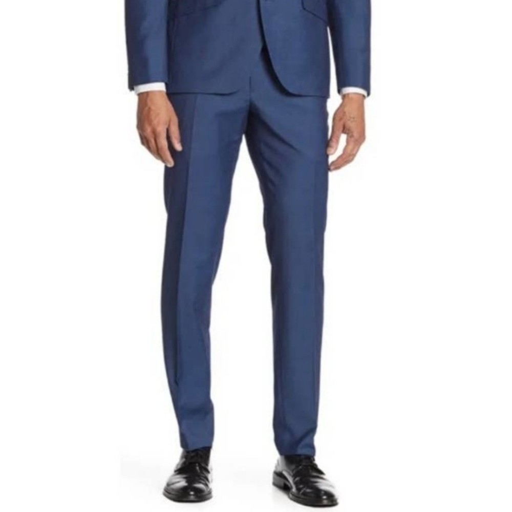The Savile Row Brixton Slacks Mens Size 38 Blue Flat Front Suit Pants