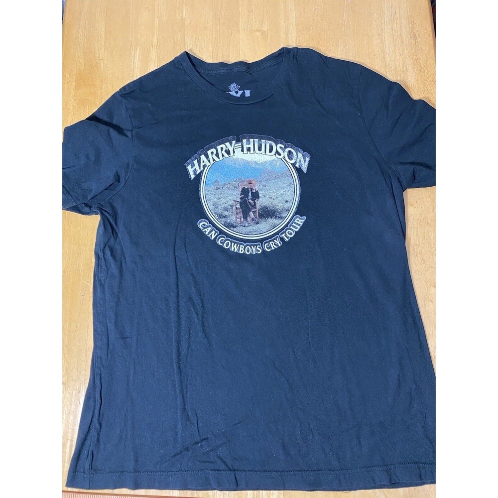 Harry Hudson Can Cowboys Cry Tour Black Concert Shirt Mens Size XXL 22.5pit2pit