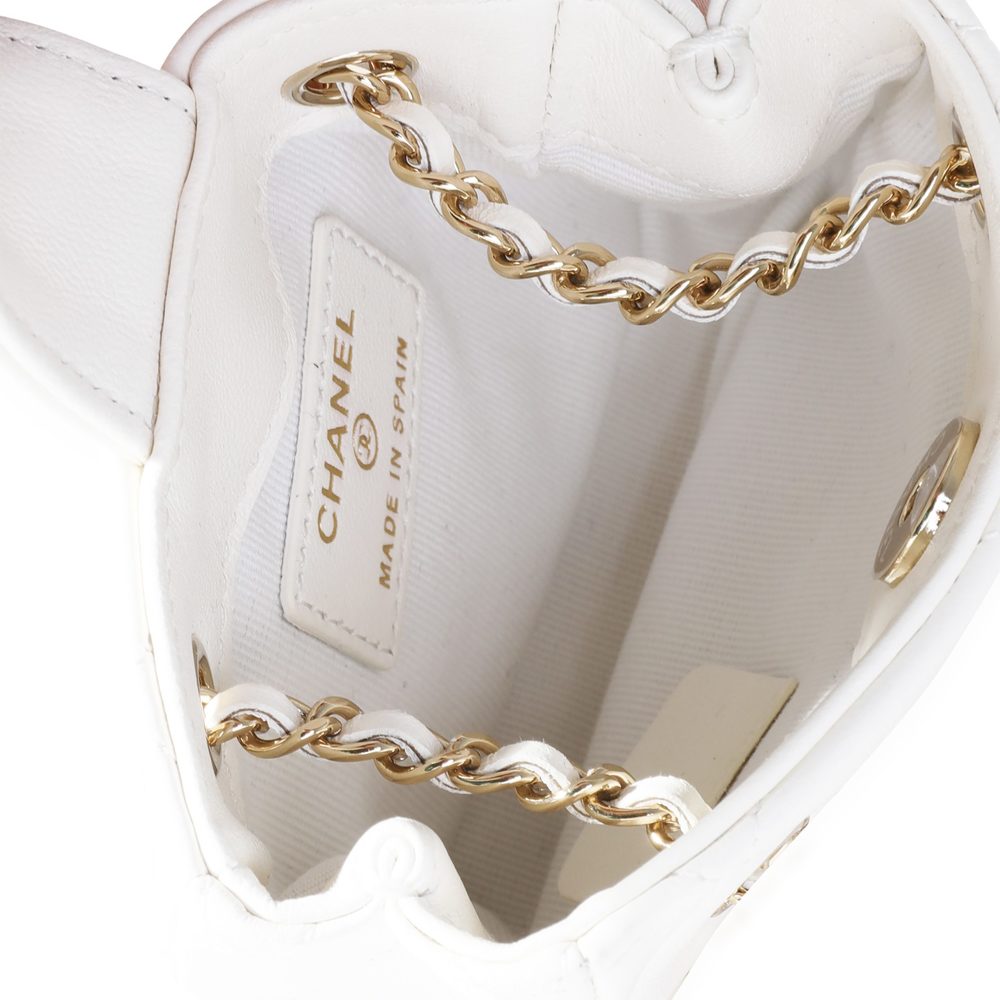 Chanel White Quilted Lambskin Tiny Shopping Bag - Picture 6 of 6