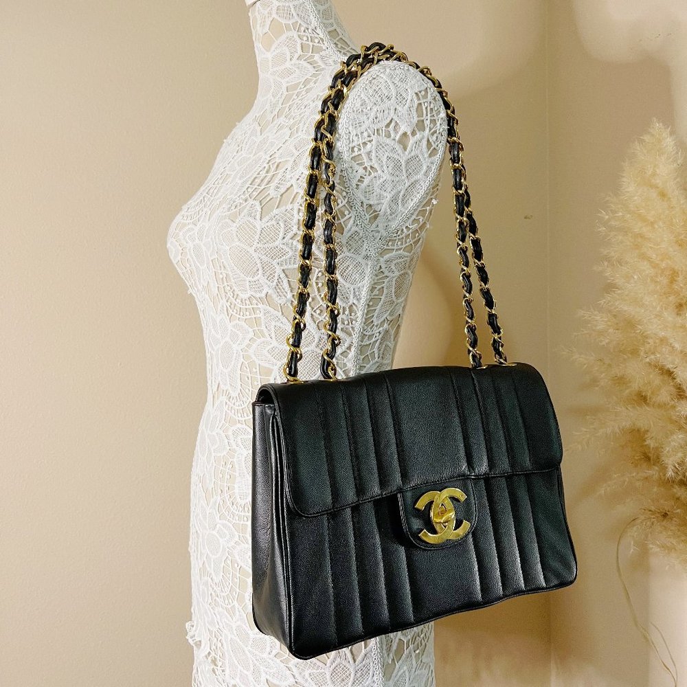 Chanel black lychee leather bag