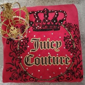 ***SOLD***Juicy Couture Hot Pink & Rhinestones Velour Jacket! (S)