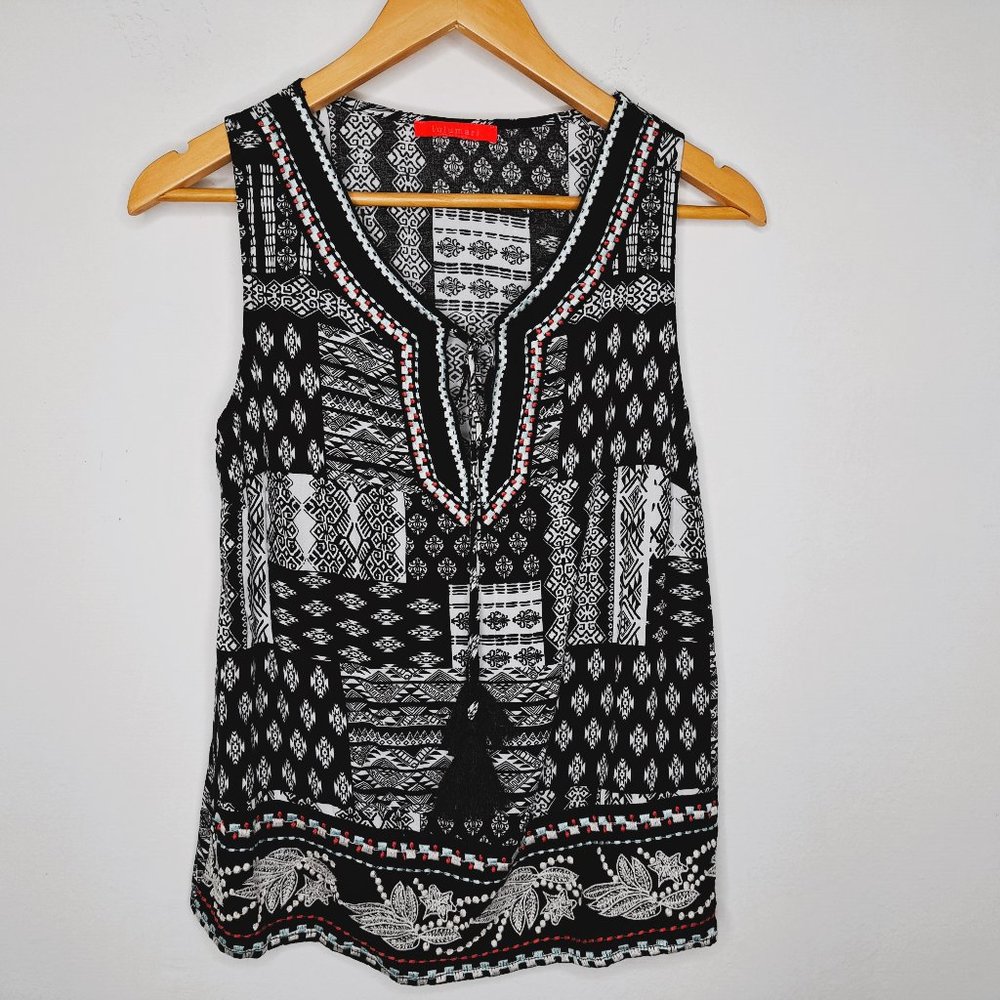 Lulumari Boho Embroidery Tank Top Size M Print Tribal Multicolor Great Condition - Picture 3 of 13