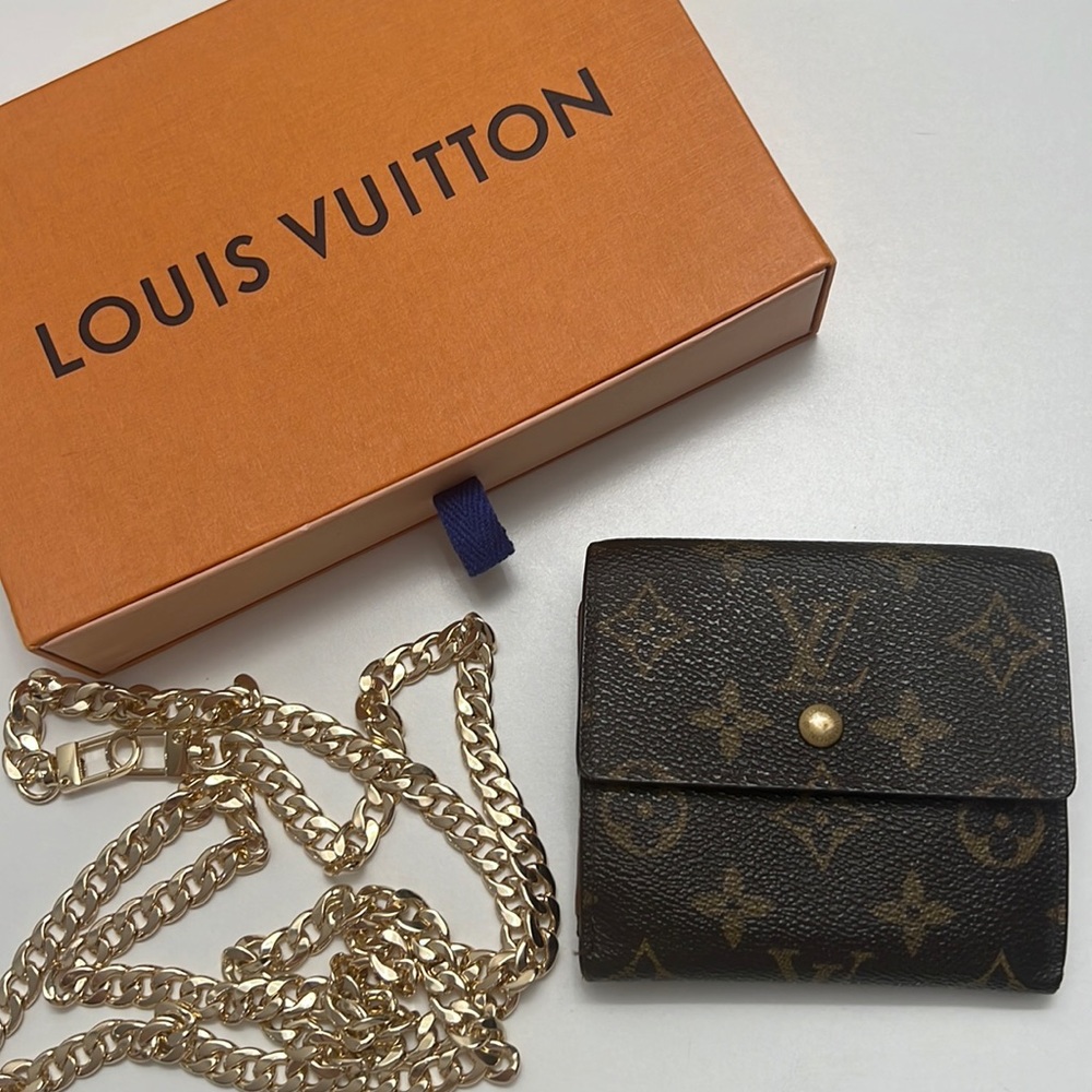 Louis Vuitton Monogram Wallet 4.5” x 4” Comes with unbranded chain and box