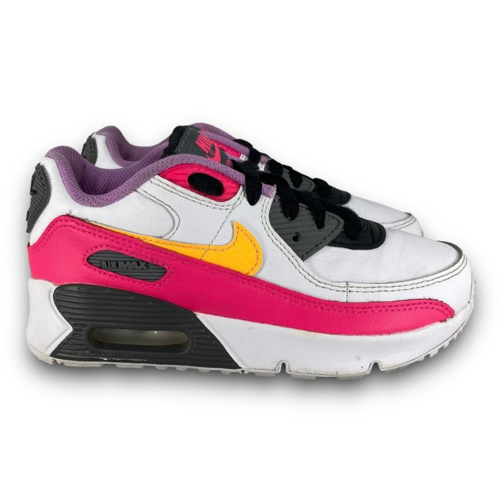 Nike Air Max 90 Sneakers DM8687 100 Athletic Shoes White Pink Orange Youth 13