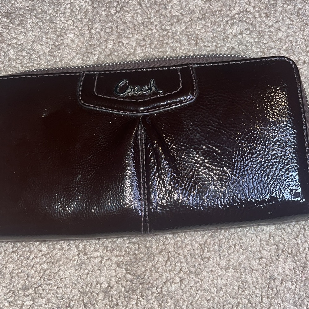 Coach chocolate brown wallet used good condition women leather - Picture 3 of 11