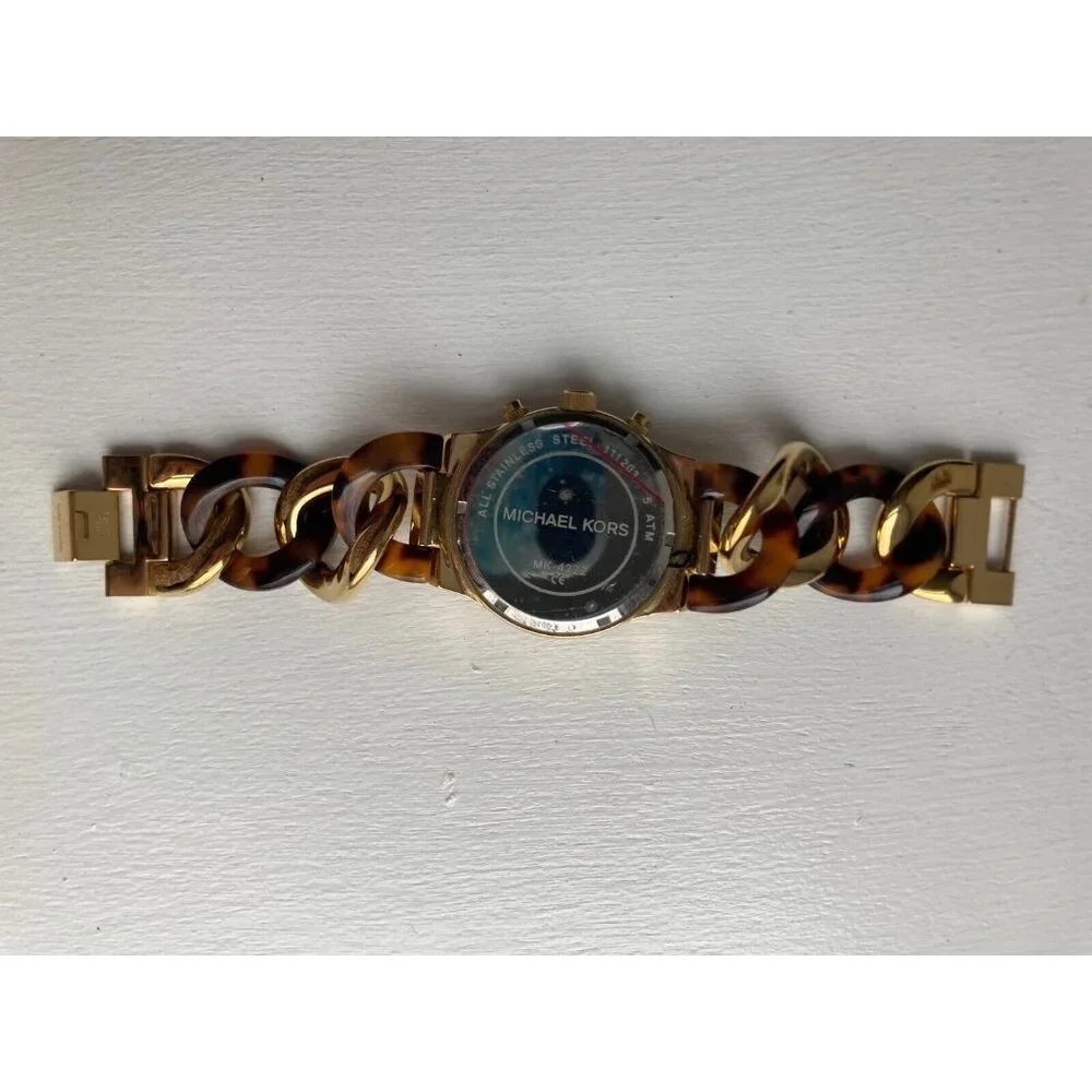 MICHAEL KORS LADIES MK4222 RUNWAY YELLOW GOLD STEEL CHAIN BRACELET WATCH-WORKS! - Picture 8 of 10