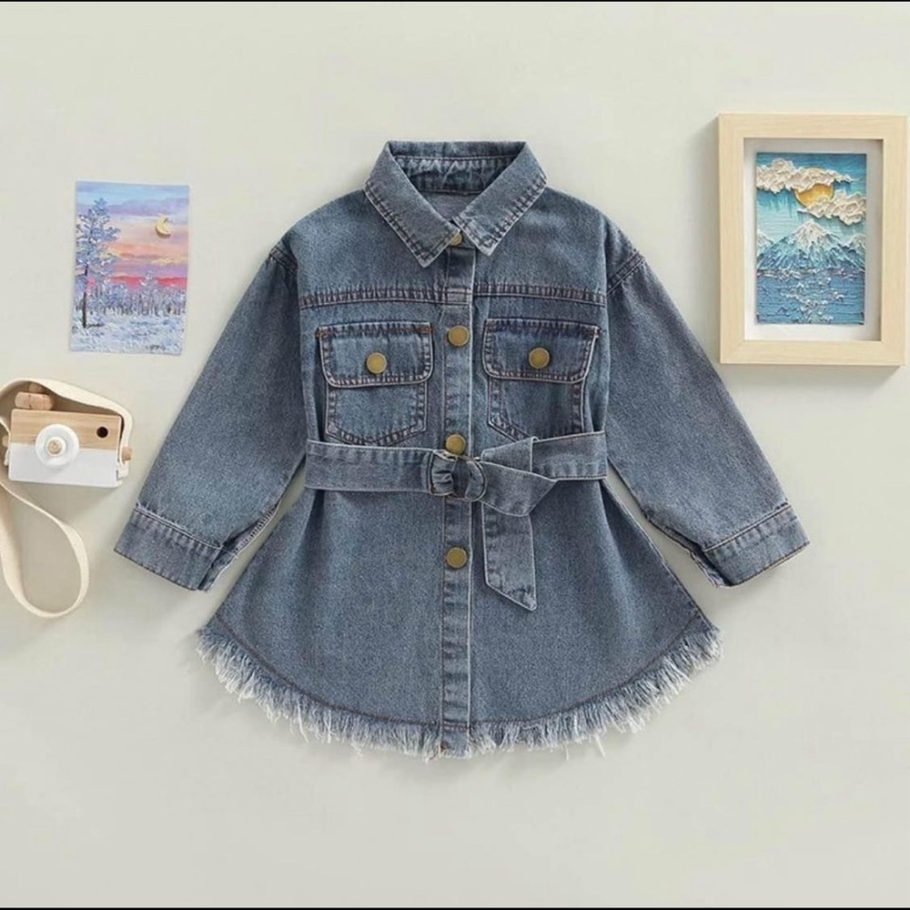 Little Girls Jean Belted Dress