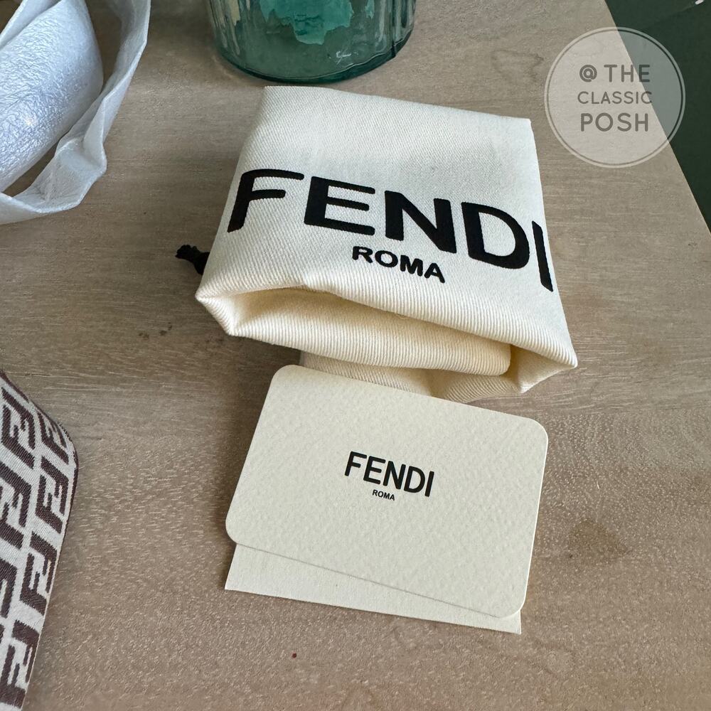 New Fendi Mini Mon Tresor Brown Fabric Mini Bucket Bag - Picture 6 of 11