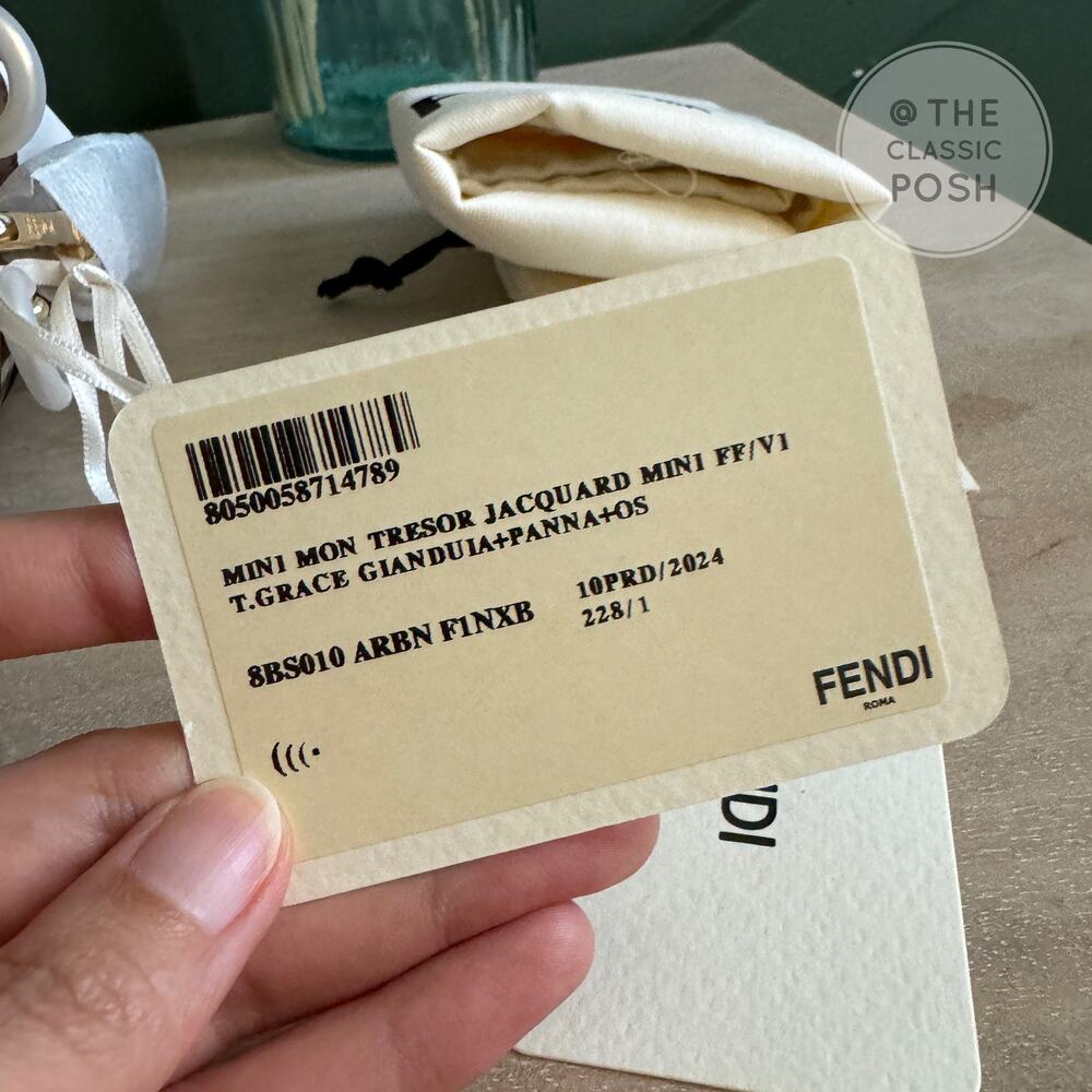 New Fendi Mini Mon Tresor Brown Fabric Mini Bucket Bag - Picture 8 of 11