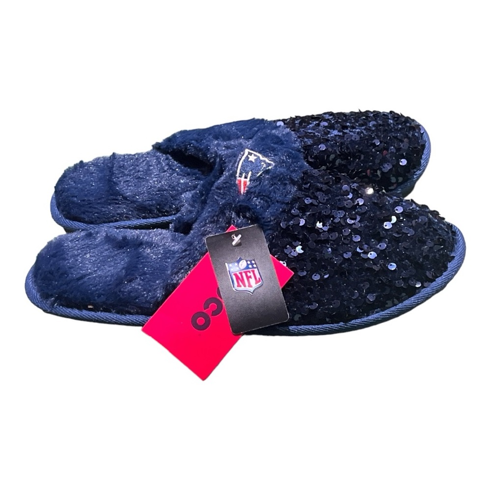 Foco New England Patriots Sequin Slippers Women XL 11-12.