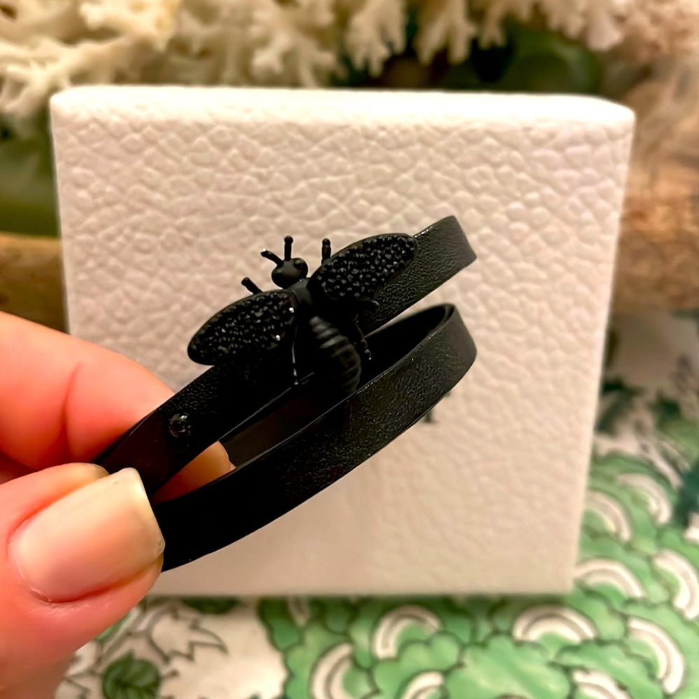 Dior Leather Wrap Bee Bracelet