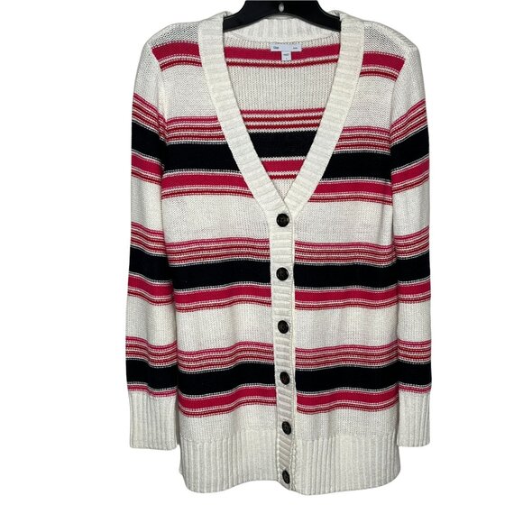 GAP Sweaters - Gap Sweater Women V Neck Cardigan Knit Top Sz Large White Blue Navy Red Striped