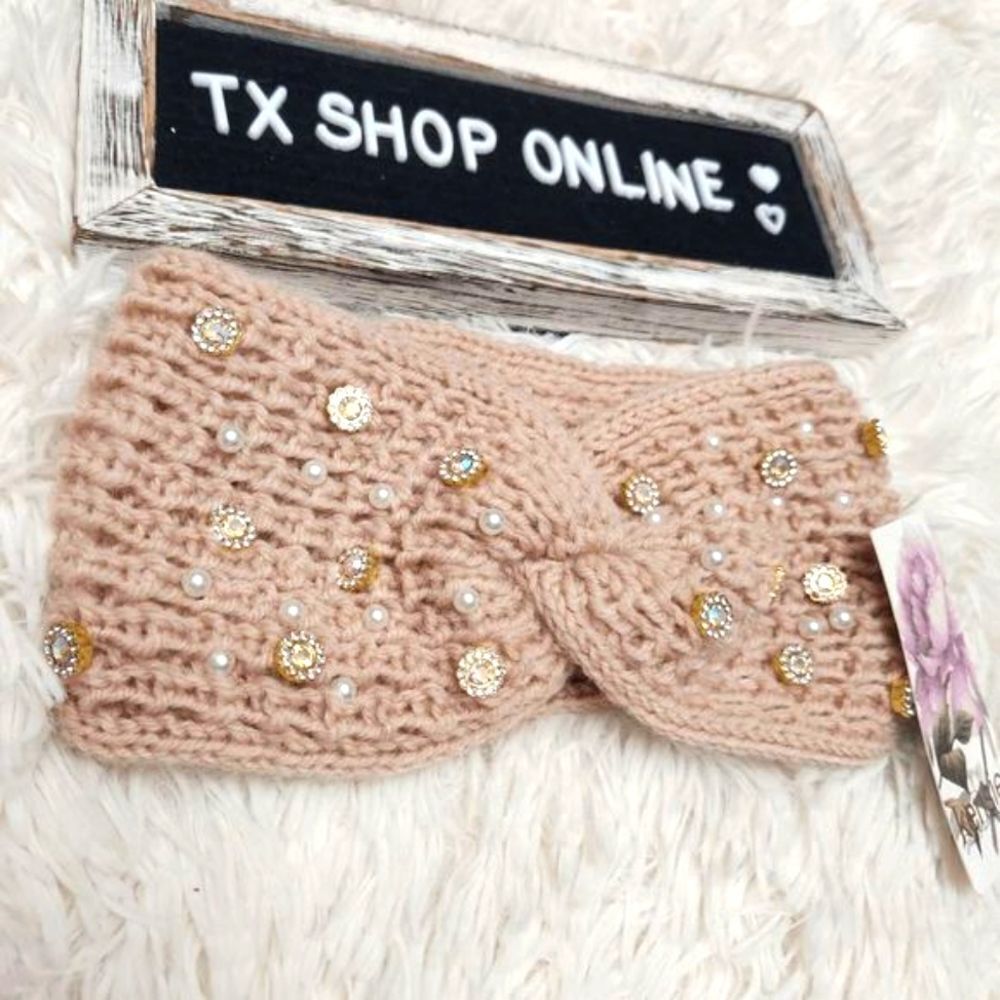 Kensie Jeweled Knit Headband NWT