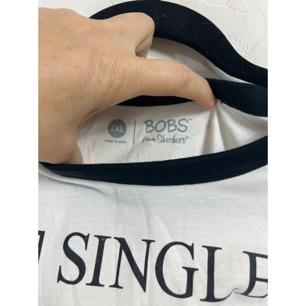 Bobs from Skechers 2XL Single Taken Cats Cat Lady Ringer SS Tee - Picture 4 of 8