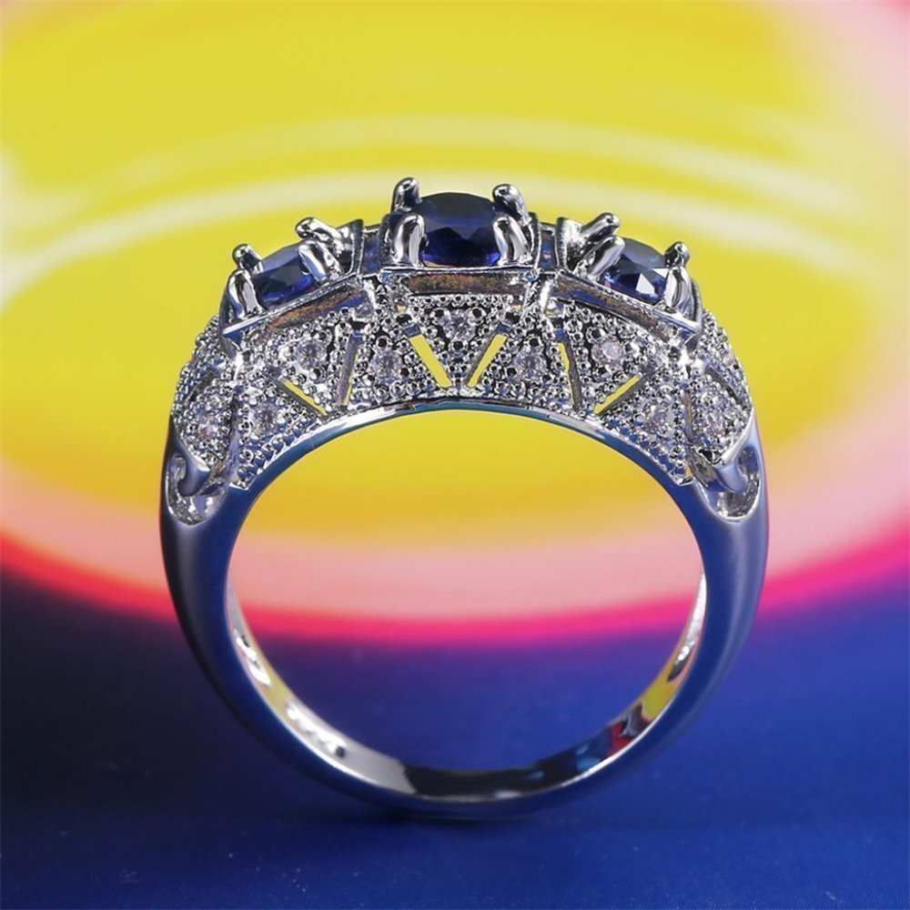 🎀 Royal Blue Zircon Anillos Vintage Luxury Vintage Rings for Women, PD020
