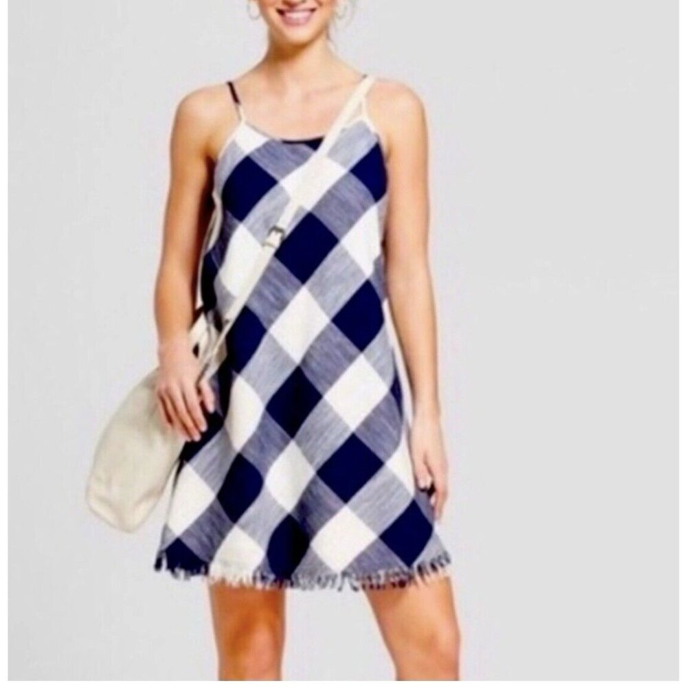 Universal Threads Gingham A-Line Sundress Womens XS Dress Gingham Navy White