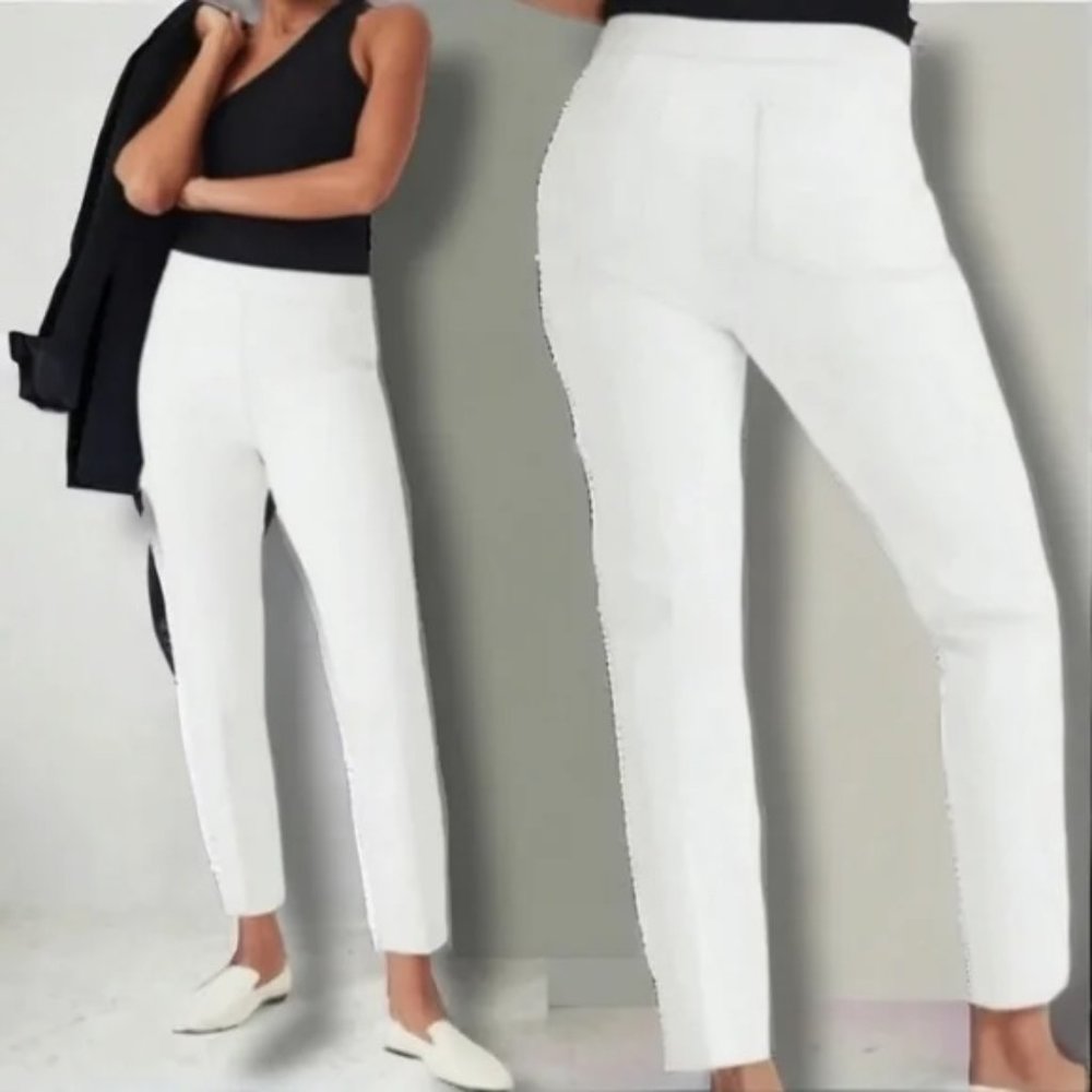 NEW Spanx Slim Straight Ankle Stretch Smoothing Pants Ultimate Opacity in White