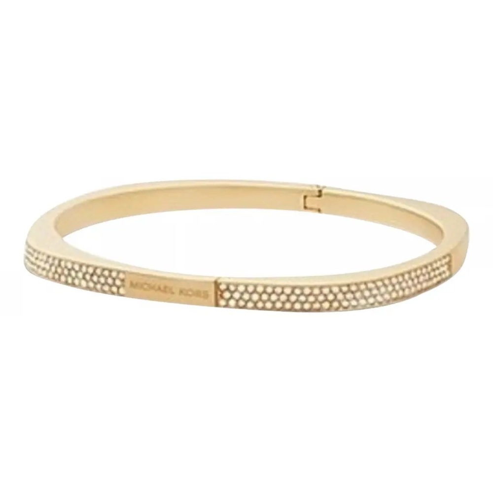 Michael Kors Brilliance gold toned hinged inset pave bracelet.