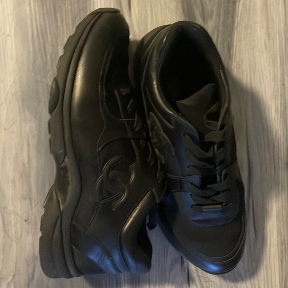 Chanel Tennis Shoes 39.5 Black