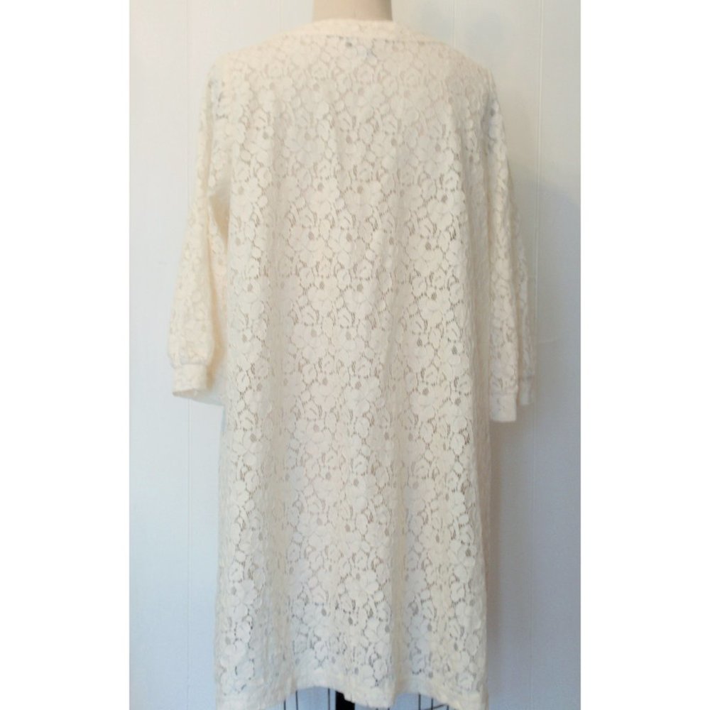 H&M CREAM BEIGE FLORAL LACE BALLOON SKEEVE SWING DRESS 8 NWOT - Picture 4 of 7