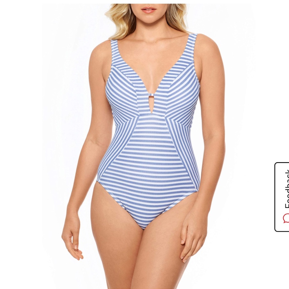 TIME & TRUE One piece swim suit blue white NWOT - Picture 9 of 9