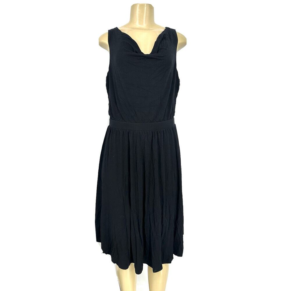 Anthropologie Maeve Medium Women's Brianne Cowl Neck Dress MIDI Black K12