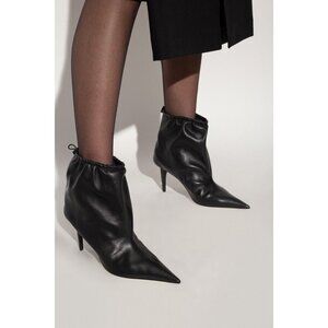 BALENCIAGA Scrunch Booties Black Leather Heels