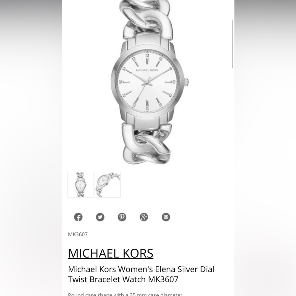 Michael Kors Women's Elena Silver Dial Twist Bracelet Watch MK3607- gently used