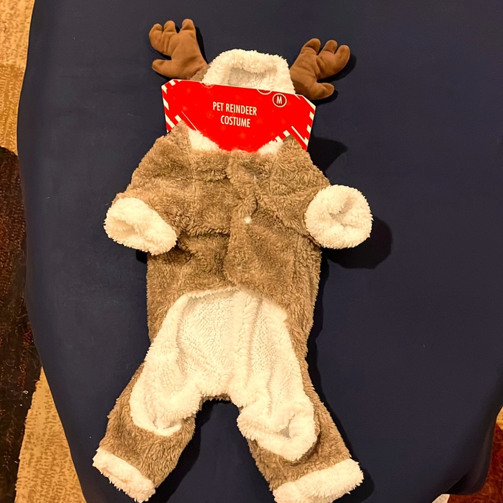 NWT Dog Reindeer costume / coat faux fur brown and white size M