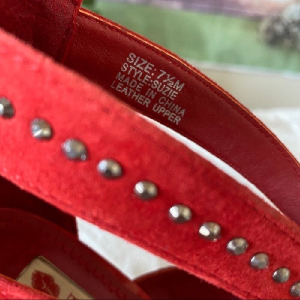 Red leather studded heels - Picture 5 of 5