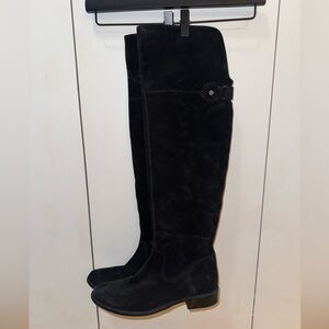 Frye Suede Over The Knee Black Boots