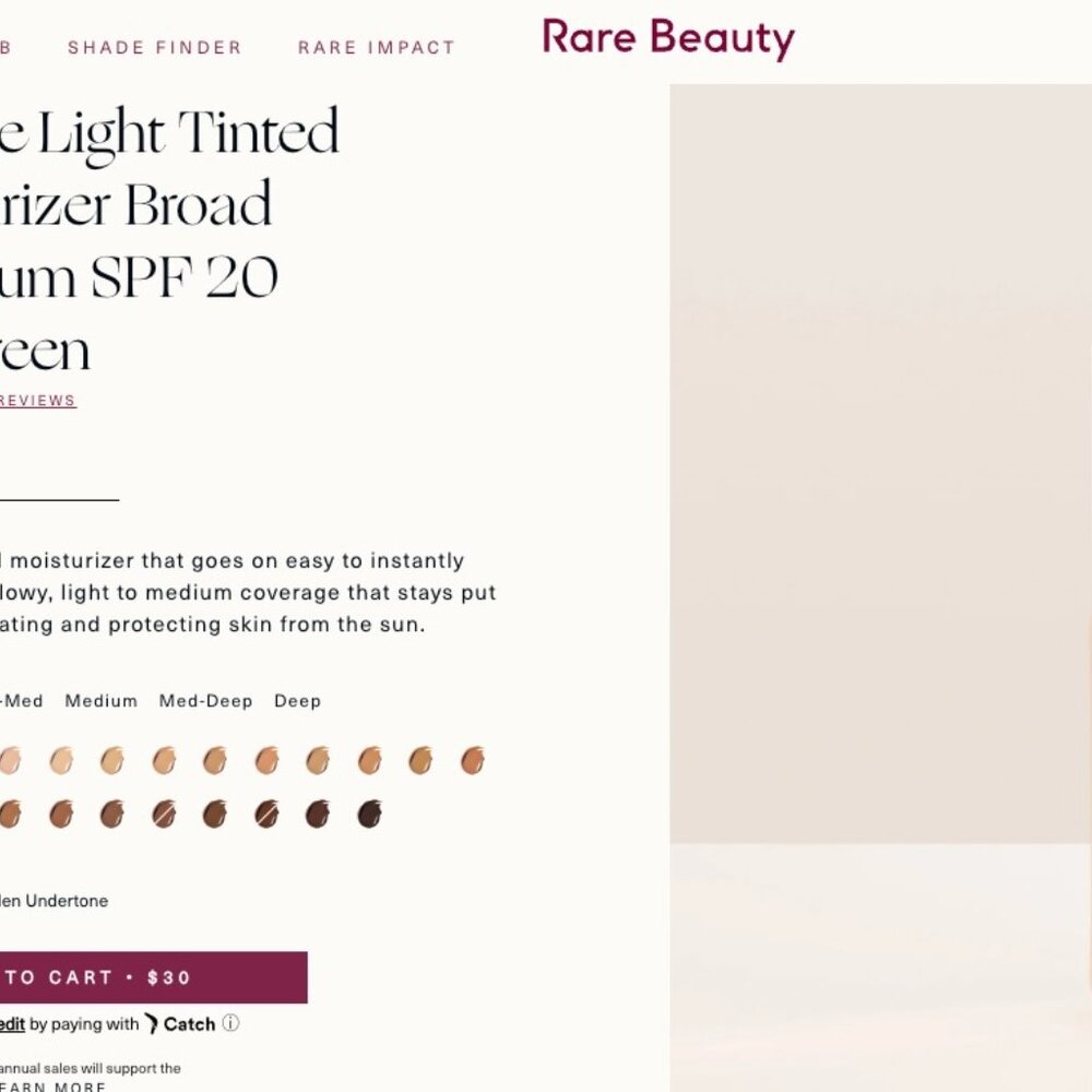 Rare Beauty Positive Light Tinted Foundation Broad Spectrum Color 14W - Picture 2 of 12