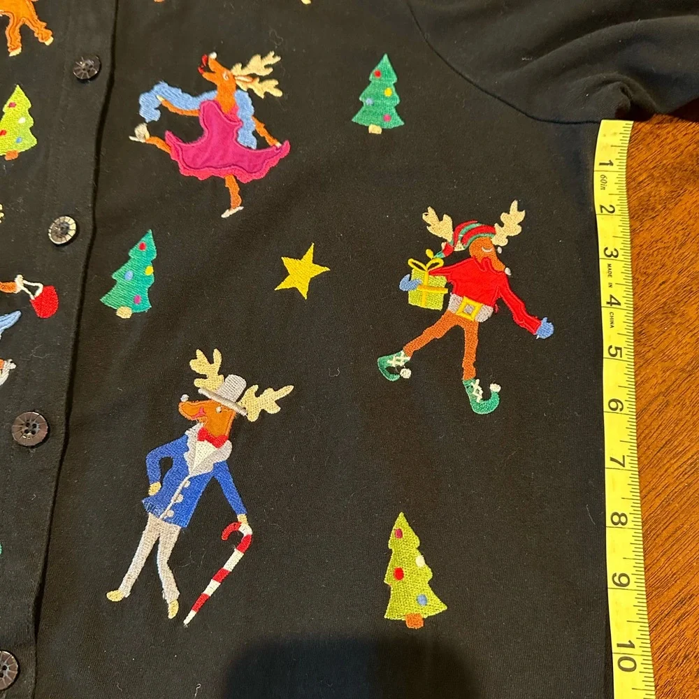 Super Cute Michael Simon Lite  Large Christmas Top Reindeer - Picture 7 of 10