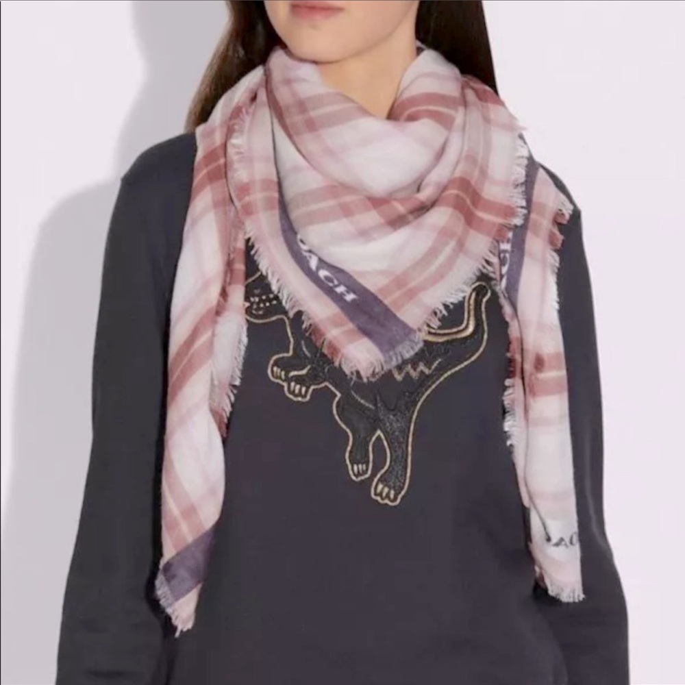 NWT COACH Plaid Oversized Scarf