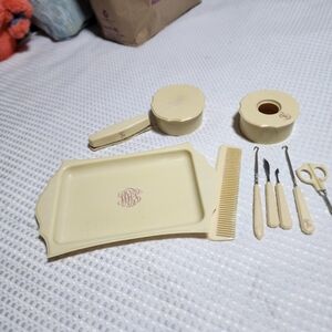 DU BARRY EUC IVORY PYRALIN VANITY SET 10 piece SET FOR DRESSER